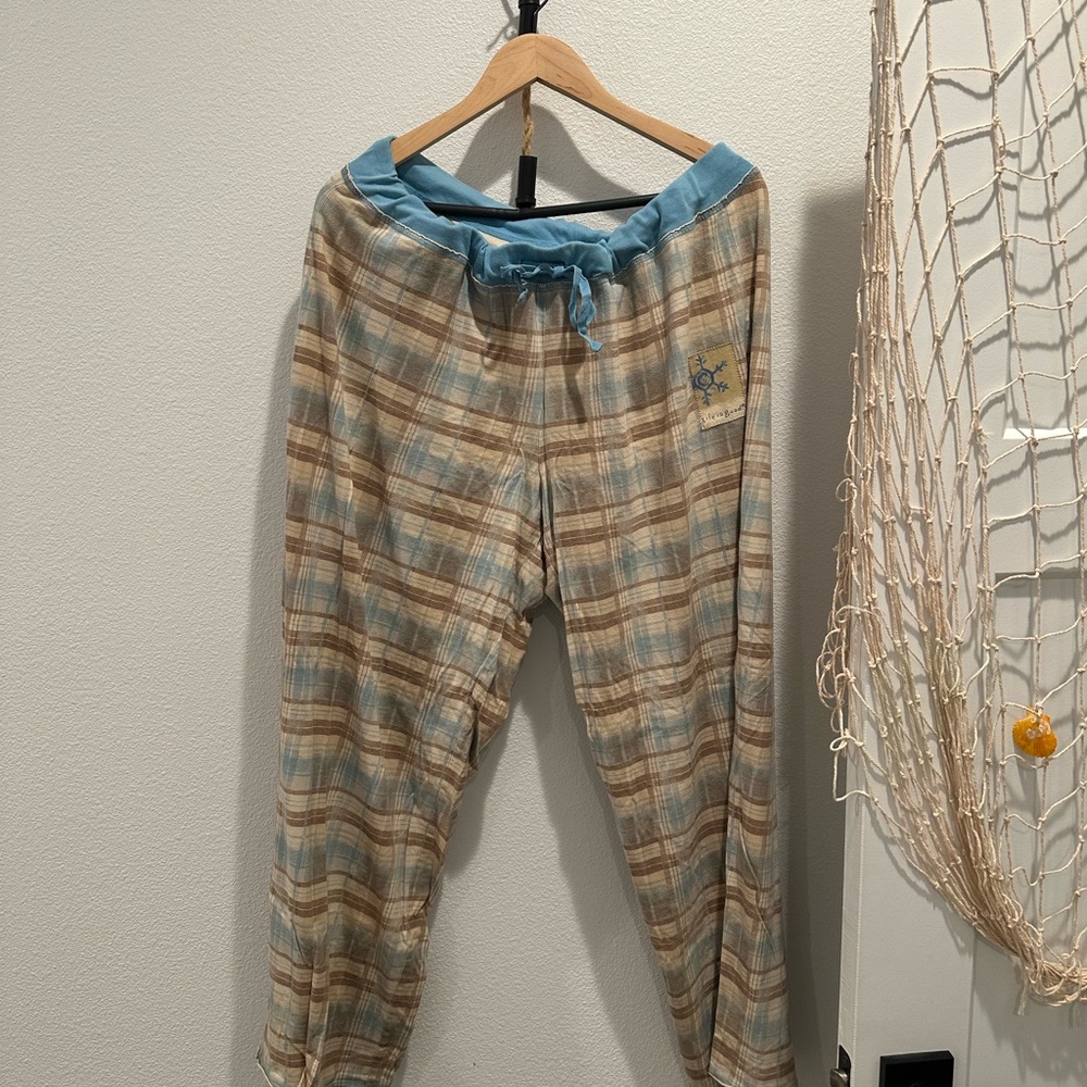 Life Is Good Plaid Pants with Blue and Brown Tones